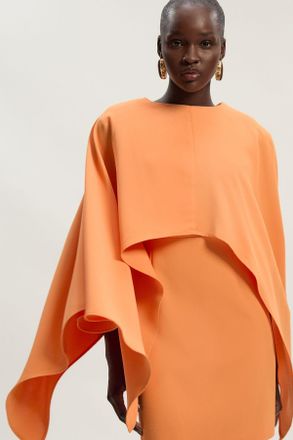 Karen Millen Womens Soft Tailored Cape Detail Mini Dress - Orange - Size 14 UK