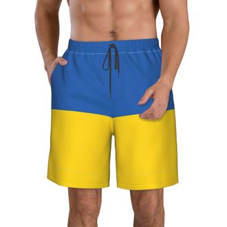 Generic Flag of Ukraine Mens Swim Trunks Adjustable Board Shorts with Mesh Lining Beach Pants L