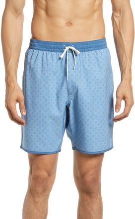 Travis Mathew Mens Helicopter Tour Swim Trunks in Heather Aegean Blue at Nordstrom Rack, Size Small