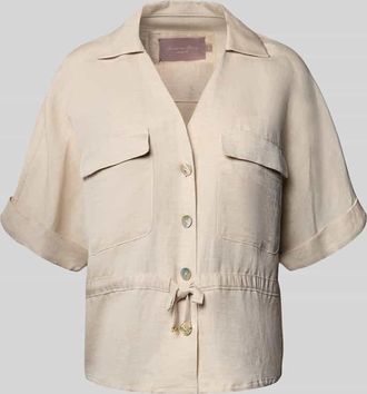 Christian Berg Hemdbluse aus Leinen-Viskose-Mix in Sand, Gr&ouml;&szlig;e 34