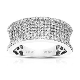 Vir Jewels 1 cttw Lab Grown Diamond Wedding Band in Sterling Silver For Women