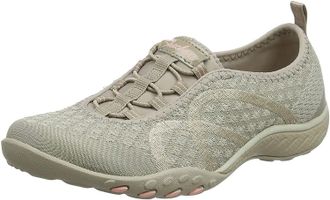 Skechers Relaxed Fit Breathe Easy Fortune Knit Womens Bungee Sneakers Taupe 9.5
