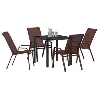 Berkfield Home Modern 5 Piece Garden Dining Set Brown Textilene & Steel