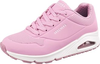 Skechers Girls Uno Stand on Air Sneaker, Pink Pu Trim, 10 UK Child