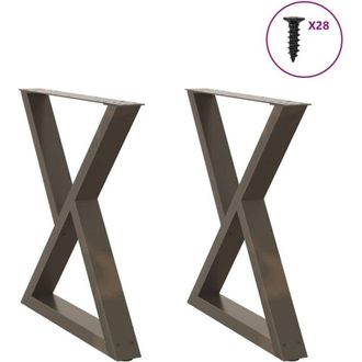 vidaXL Vidaxl - Patas Para Mesa De Comedor (2 Unidades, Acero Natural, 80 X 72-73,3 Cm)
