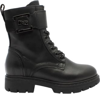 Nero Giardini Enkellaarsjes met veters - Dames - Veterlaarzen - Zwart - 36 EU - Leer - Schoenen