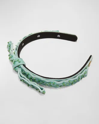 Lele Sadoughi Bardot Beaded Velvet Headband