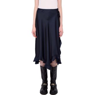 Zadig&Voltaire Jeto Satin Midi Skirt in Encre at Nordstrom, Size 6 Us