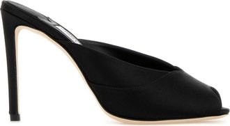 Jimmy Choo London Black Satin Brigitte Mules