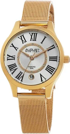 August Steiner Womens Stainless Steel Diamond Watch
