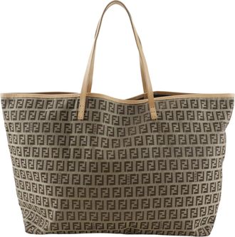 Fendi Zucchino Brown Canvas Tote Bag (Pre-Owned)