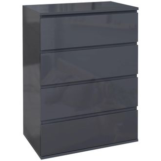 HOMCOM Bedroom Chest of Drawers - High Gloss 4 Drawers Dresser - Drawer Unit | TJ Hughes