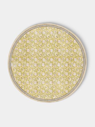 Chamois Tangier Pomegranate Block-Printed Cotton Round Tablecloth (86.5in/2.2m)