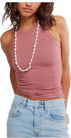 Free People So Soft Seamless Modal Stripe Tank Top Womens Clothing Rose Combo : L-XL (US Womens 14-16), Elastane/Modal/Polyamide