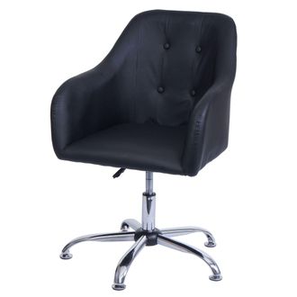 Hhg Nunca Usado] Silla De Comedor Hhg 566, Silla De Cocina Silla Con Reposabrazos, Giratoria Regulable En Altura Metal, Piel Sint&eacute;tica Negra