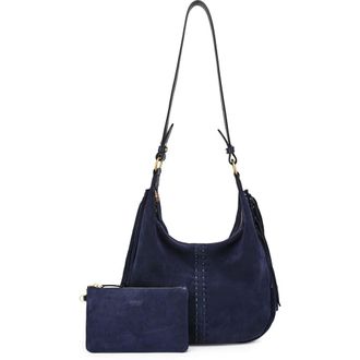 OLD TREND Hydrangea Genuine Leather Suede Heritage Shoulder Bag in Navy at Nordstrom