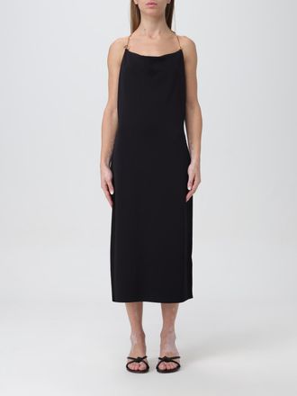 Bottega Veneta Womens Chain Strap Slip Midi Dress - Black Silk - Size Medium
