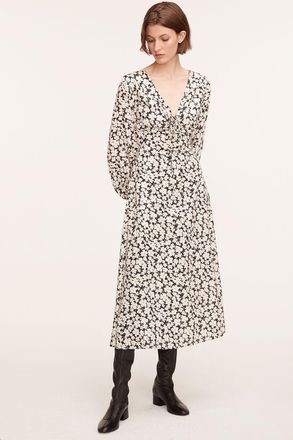 Rebecca Taylor Paige Fleur Drawsting Long Sleeve Dress