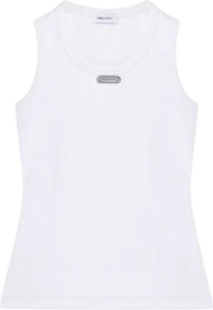 Alexander McQueen Placket Tank Top - Dames - Tops zonder mouwen - Wit - M - Katoen - Tops