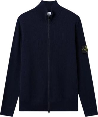 Stone Island Zip-Up Vest - Heren - Vesten - Blauw - L - Katoen - Truien & Vesten