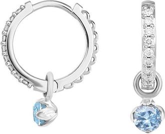 Dower & Hall 9k Diamond Hoops & Aquamarine Lotus Drops