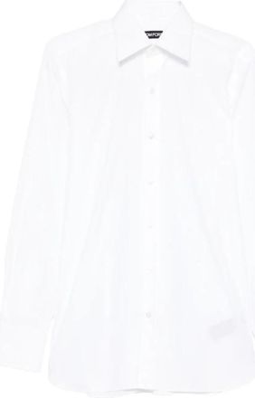 Tom Ford Camicia cotone con bottoni e colletto - Heren - Zakelijke Overhemden - Wit - L - Katoen - Overhemden