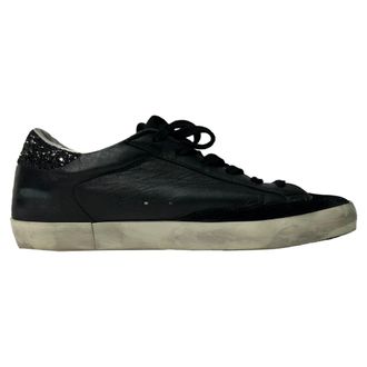 Golden Goose Pre-owned Womens SuperStar Sneakers in Black Leather - Ecru - Size EU 40