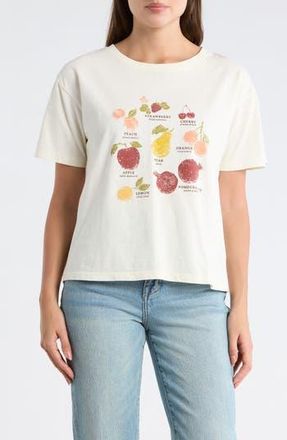 C&C California Toni Boxy Cotton Crop Tee in Antique White Fruits at Nordstrom Rack, Size X-Large