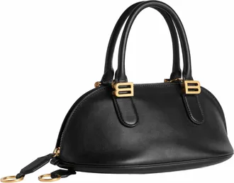Balenciaga Womens Mini Bowling Bag Bolero Black Calf Leather Shoulder
