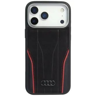 OEM Funda Magsafe De Piel Aut&eacute;ntica Audi R8 Para Iphone 17 Pro Max - Negra Y Roja