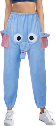 Generic UK Womens Pants Novel and Humorous Elephant Pants Furry and Comfortable Soft Sleeping Pants Mens Animal Themed Pants Humorous Underwear Prank Gifts Bl