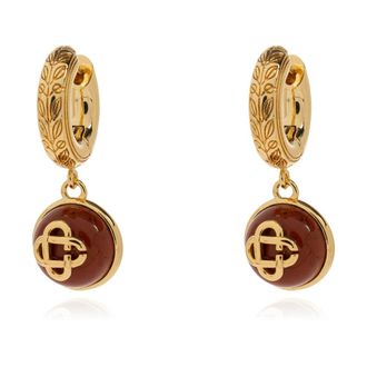 Casablanca Oorbellen met steen - unisex - Oorbellen - Geel - ONE Size - Leer - Accessoires