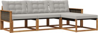 vidaXL Conjunto De Sof&aacute;s De Exterior 4 Uds. Natural Y Gris Claro Vidaxl
