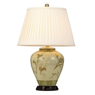 Loops Table Lamp Porcelain Cream Shade Aged Brass LED E27 60W in Metallics
