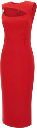 Rebecca Vallance Cameron Asymmetrical Midi Dress - Dames - Casual kleedjes - Rood - XS - Polyester - Kleedjes
