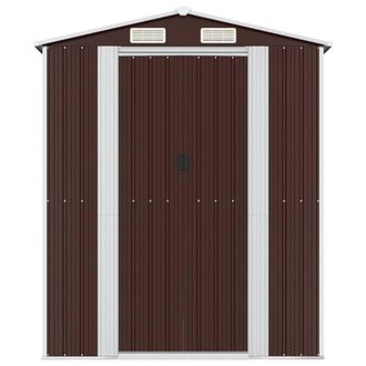 Berkfield Home Garden Shed Dark Brown 192x440x223 cm Galvanised Steel | Size: 192 x 440 x 223 cm