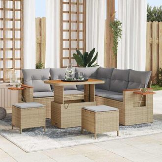 vidaXL Conjunto De Sof&aacute; De Jard&iacute;n Con Coj&iacute;n 8 Pcs Beige Y Gris Claro Vidaxl