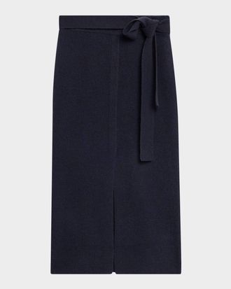 Emporio Armani Long Wool Belted Midi Skirt