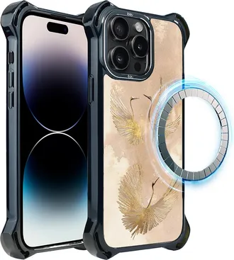 OEM Funda Ibizu Dropguard Ultra Para Iphone 14 Pro Con Magsafe, Boho, Grullas Doradas