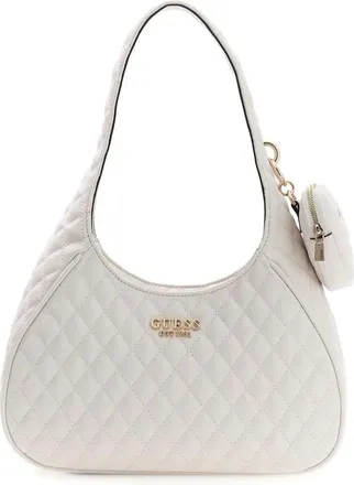 Guess Tassen, Dames, Wit, ONE Size, Polyester, Atabey Hobo Gewatteerde Schoudertas