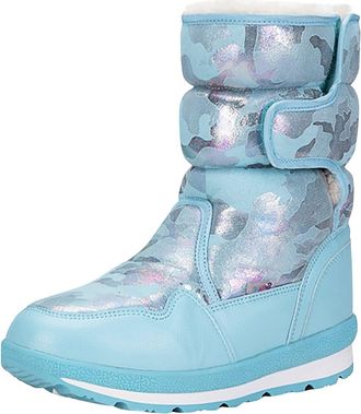 Generic Womens Snow Boots Warm Fur Lined with Mid Claf Shoes Fashion Chunky Heel Flat Waterproof Ankle Booties Lightweight Hiking Walking Comfortable Thermal 