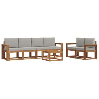 vidaXL Conjunto De Sof&aacute;s De Exterior 7 Pcs Gris Natural Y Claro Vidaxl