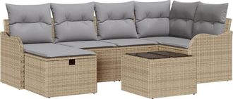 vidaXL Garden Sofa Set Manual 7 pcs Beige and light grey Poly rattan vidaXL