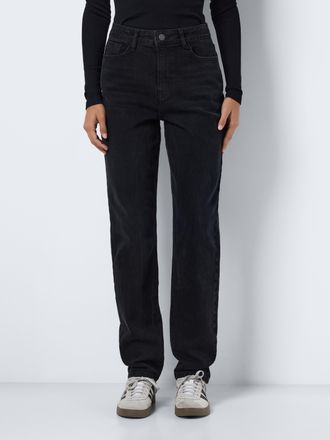 Noisy May High-waist-Jeans NOISY MAY NMDAISY HW MOM FIT JEAN BLACK FWD NOOS, Damen, Gr. 25, L&auml;nge 30, schwarz (schwarz denim), Denim/Jeans, Obermaterial: 99% Ba