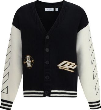 Off-white Black V Neck Cardigan