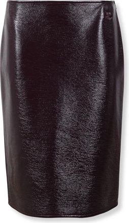 Courr&egrave;ges Falda midi de vinilo con parche de logo - Skirts - Mujer - Marr&oacute;n - S