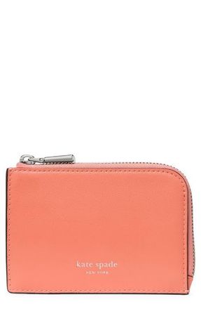Kate Spade New York mini smooth leather zip card case in Melon Ball at Nordstrom