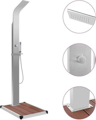 vidaXL Ducha De Jard&iacute;n Con Plato Acero Inoxidable Y Wpc Vidaxl