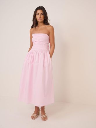 Nobody's Child Petite Pale Pink Bandeau Broderie Anglaise Ariella Midi Dress