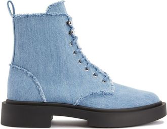 Giuseppe Zanotti Adric combat boots - men - Leather/Rubber/Denim - 44.5 - Blue